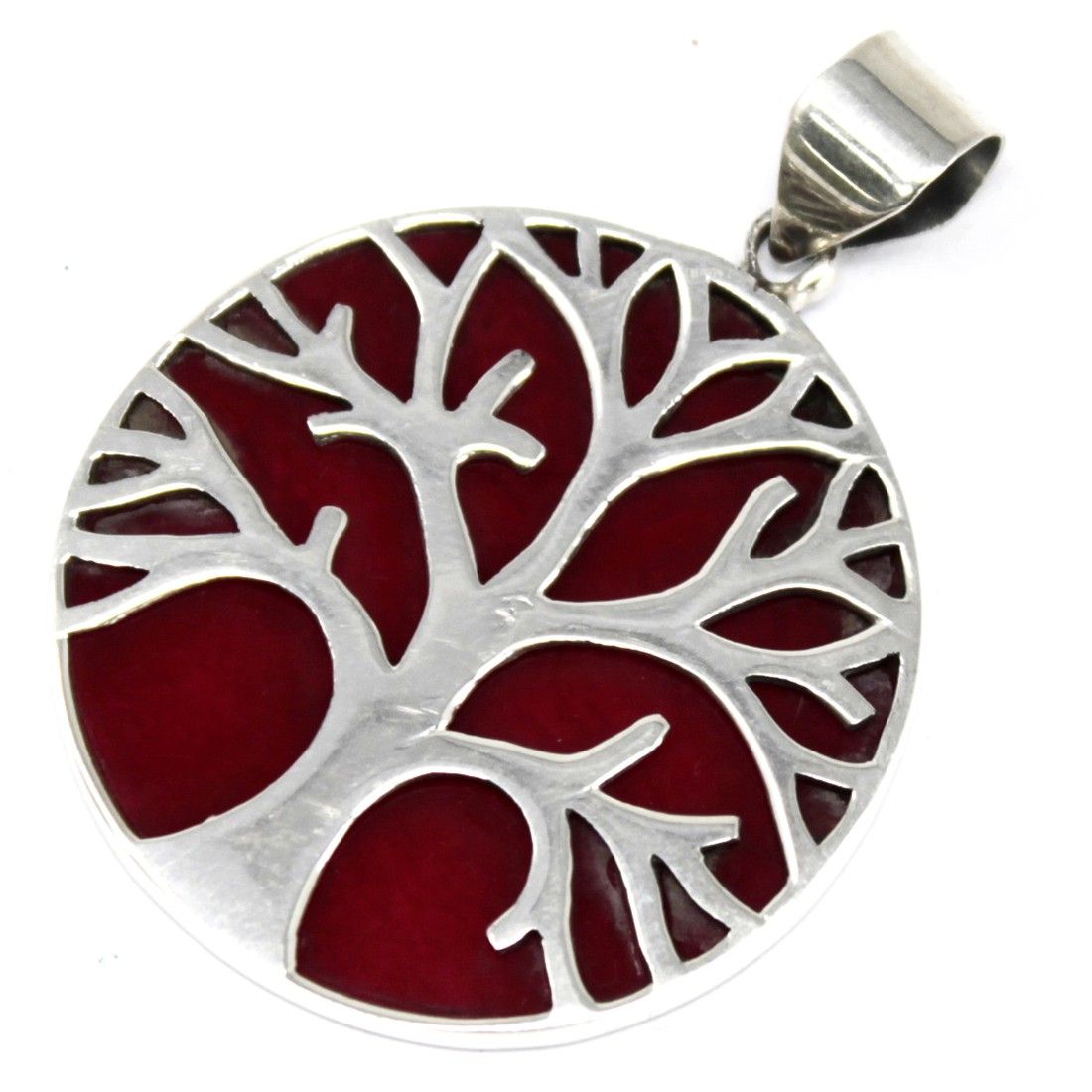 Tree of Life Silver Pendent 30mm - Coral Effect – Bild 5