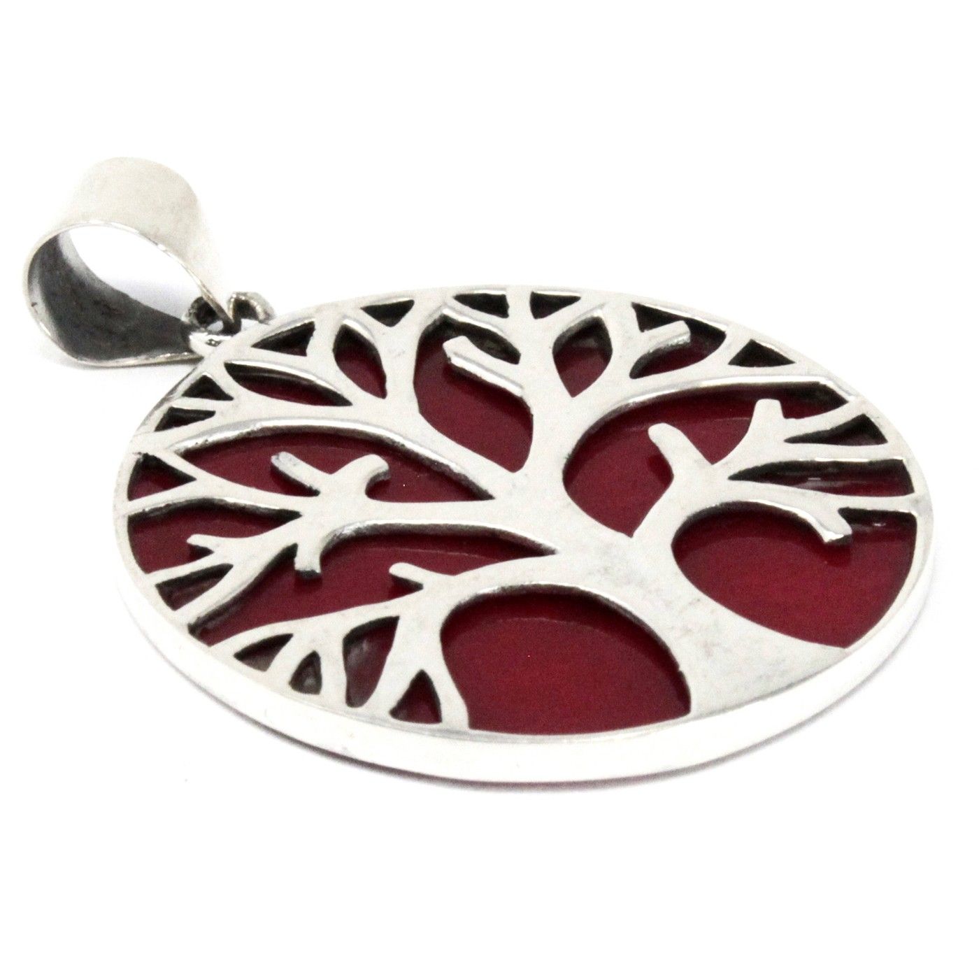 Tree of Life Silver Pendent 30mm - Coral Effect – Bild 3