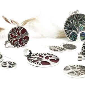 Tree of Life Silver Pendent 30mm - Coral Effect
